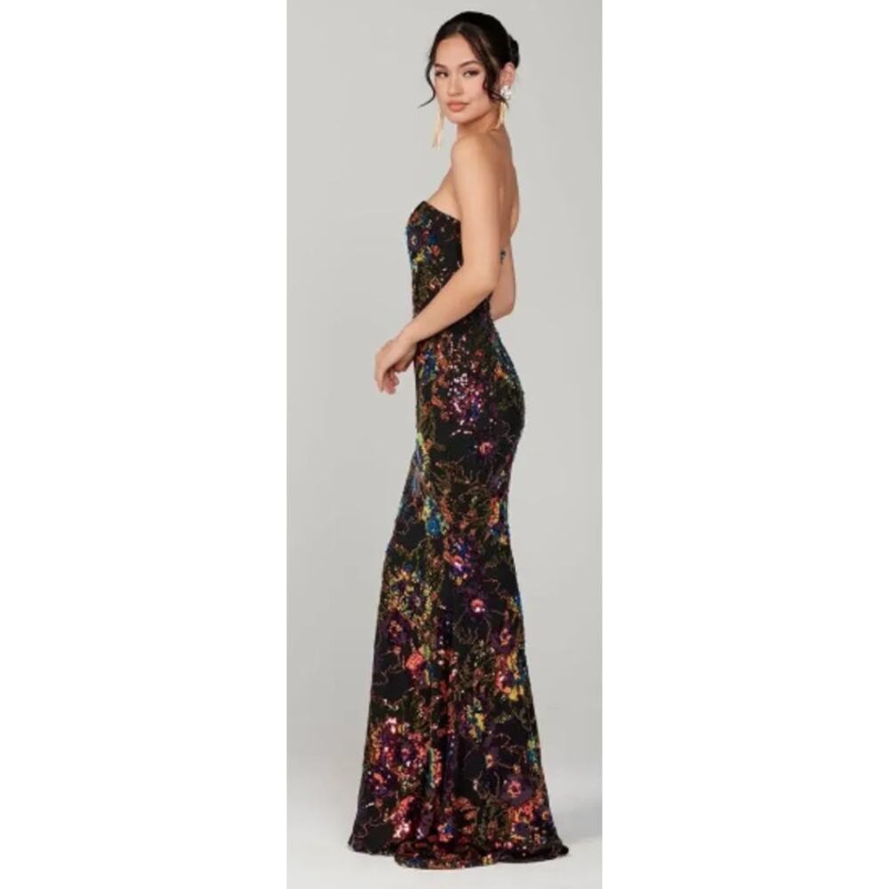 Helsi Helen Strapless Floral Stretch Sequin Mermaid Maxi Dress Sz Small NWT